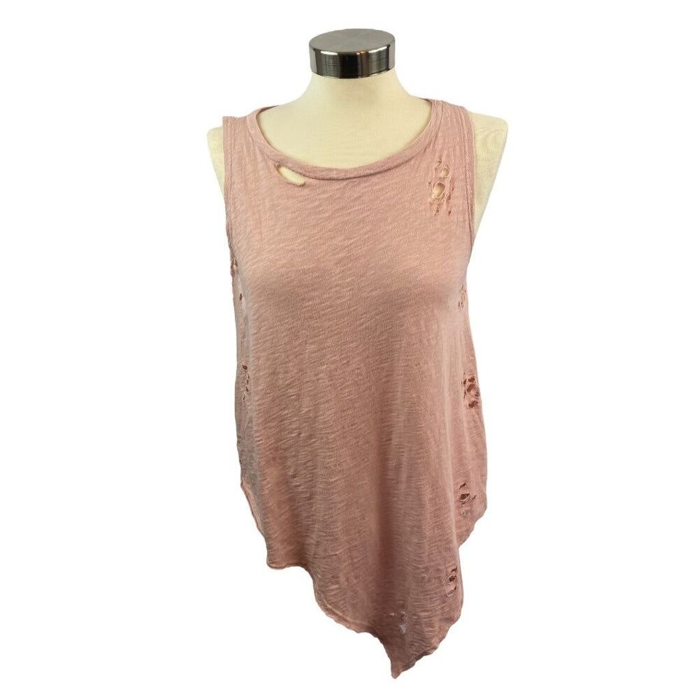 Small NYTT Women's New Mauve Tunic Asymmetrical Tank Top Tshirt Distressed